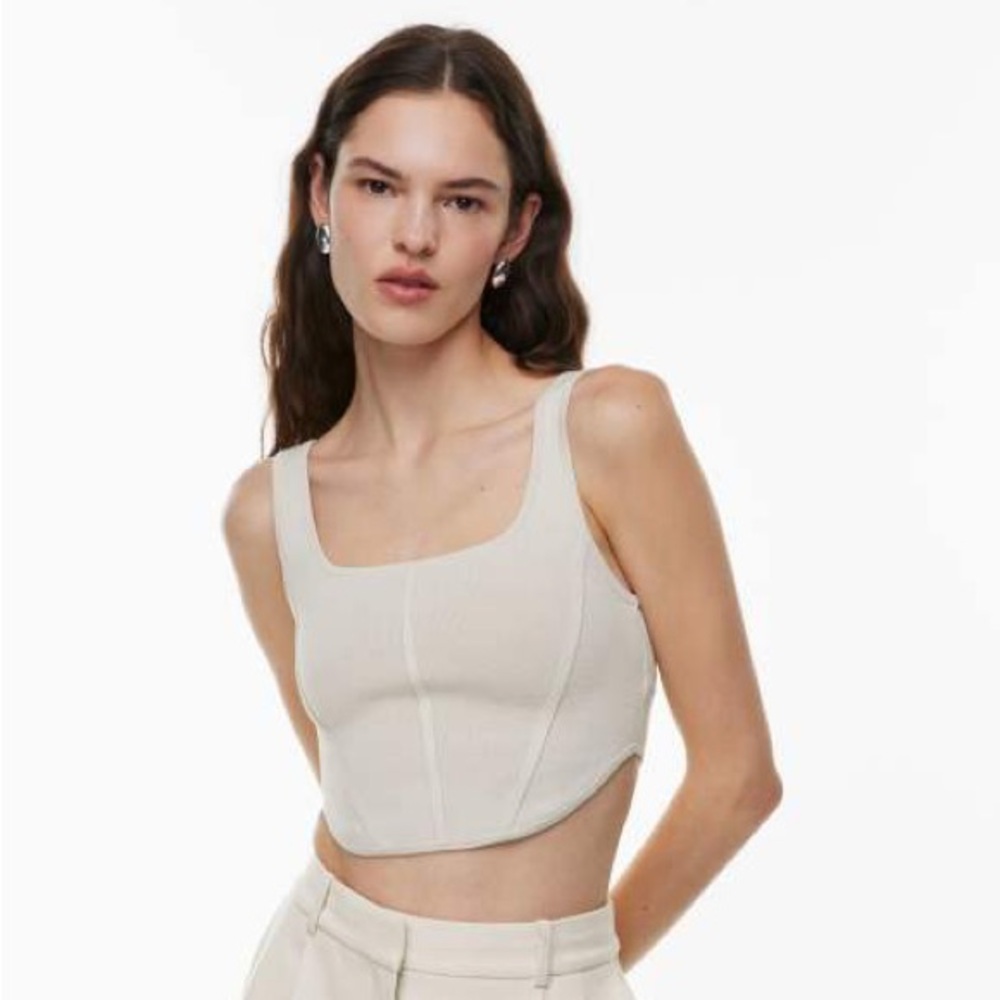 ARITZIA / WILFRED NATALIE RIBBED TOP - FOREST GREEN